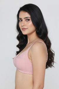 Zivame Double Layered Non Wired 3/4Th Coverage T-Shirt Bra - Silver Pink — thumbnail 4